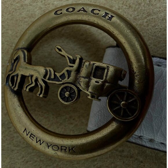 Coach Horse and Carriage Signature Buckle Belt White 78181 Chalk LARGE - Picture 3 of 9